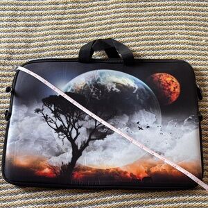 Black spooky tree earth planet Graphic Laptop Bag never used